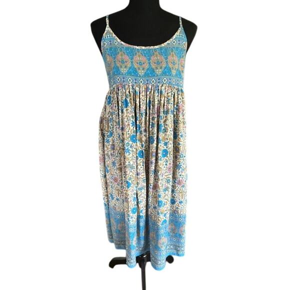 Natural Life Boho Floral Sundress - XS - Blue/Tan Rayon NWT - Picture 2 of 7